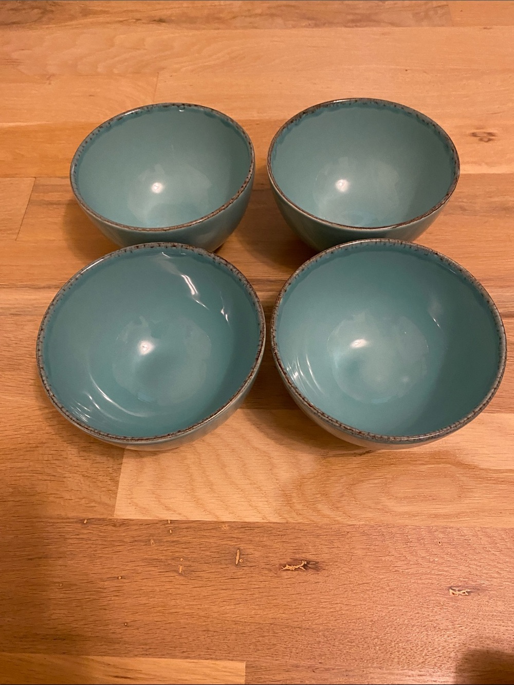 Source Unknown Teal Ceramic Bowls, Set of 4